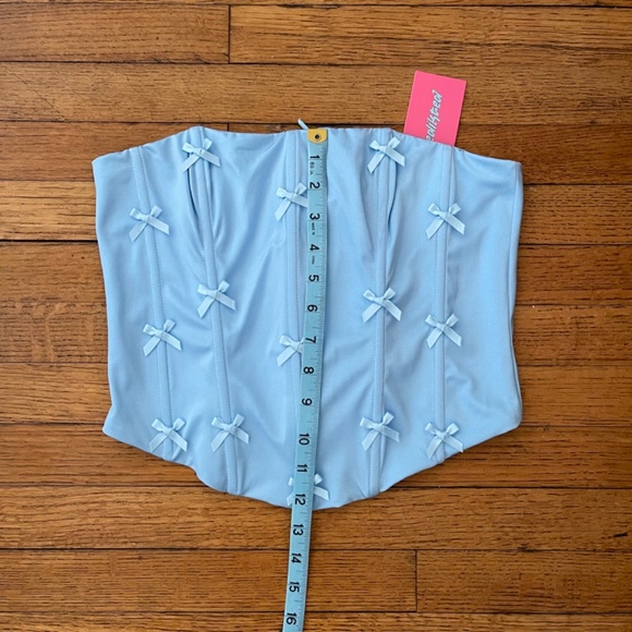 NWT - Edikted Lucina Bow Light Blue Strapless Corset Top Size Medium - Picture 4 of 7